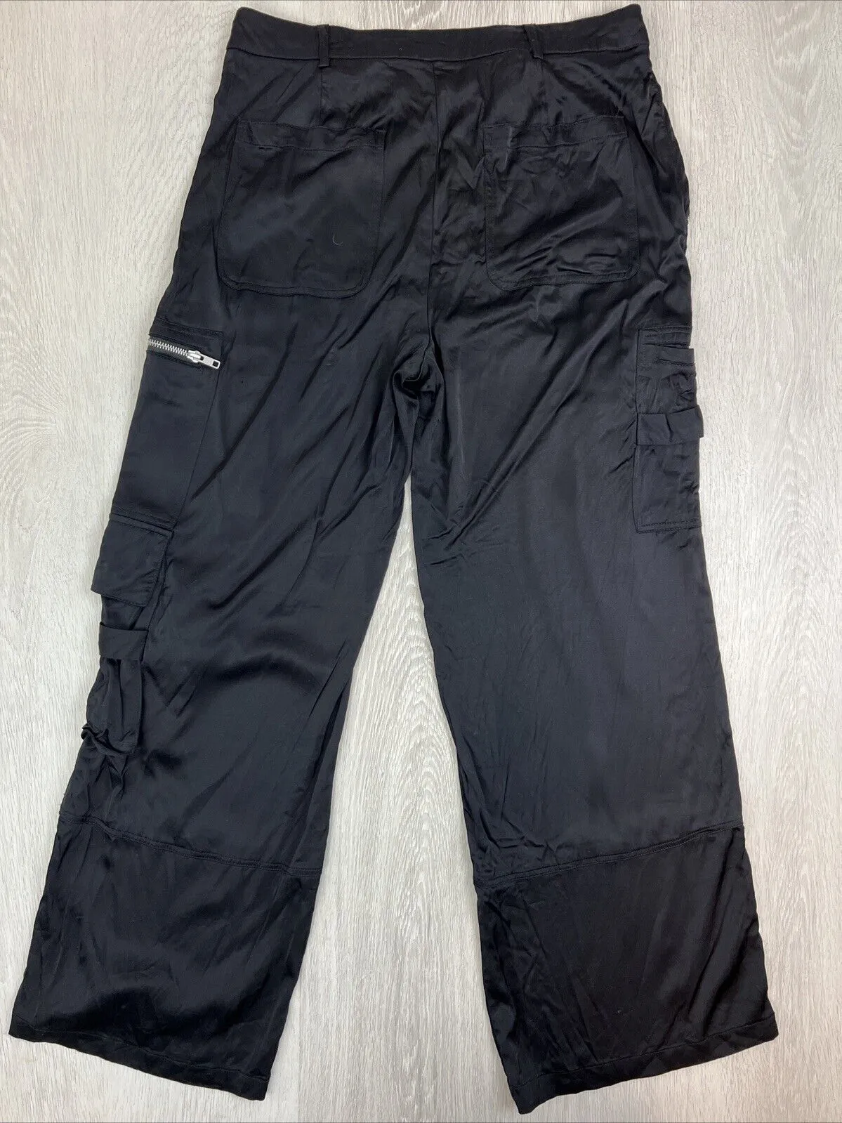 Glassons Womens Black Wide Leg Viscose Cargo Pants Size 14