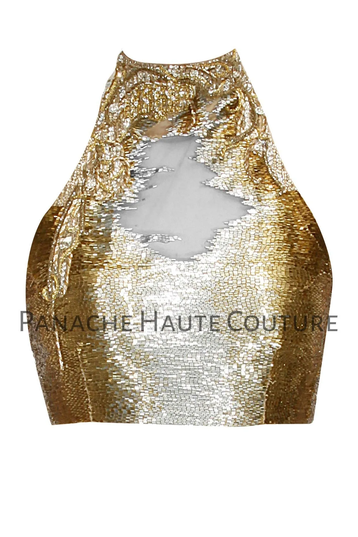 Golden Color designer Saree Gown With Hand Embroidered Blouse