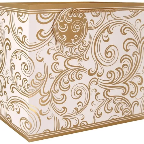 Golden Whimsical Scrolls Large Square Gift Bag