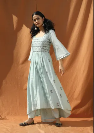 Grace- Light Mint Green Block Printed Tunic Set