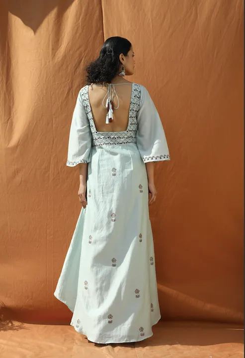 Grace- Light Mint Green Block Printed Tunic Set