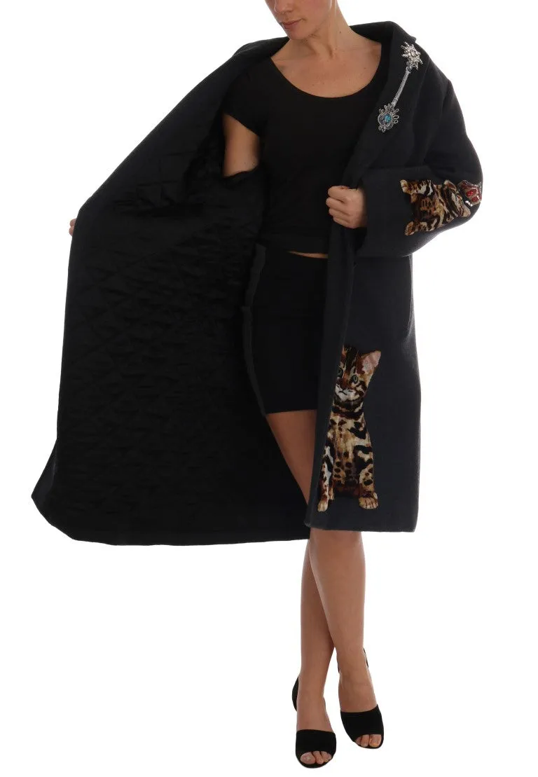 Gray Wool Cashmere Crystal Coat