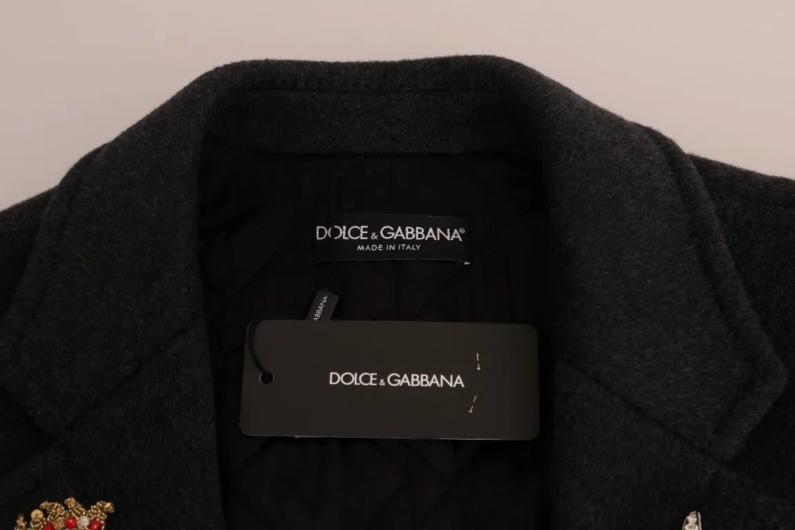 Gray Wool Cashmere Crystal Coat