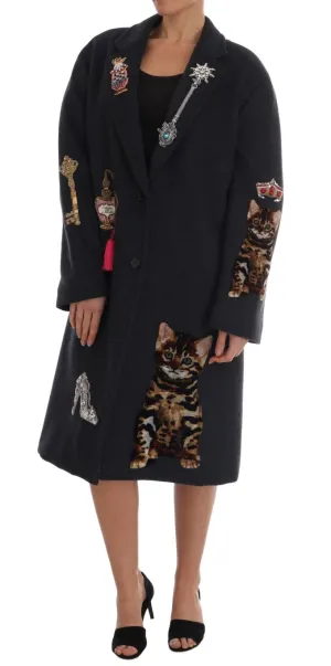 Gray Wool Cashmere Crystal Coat