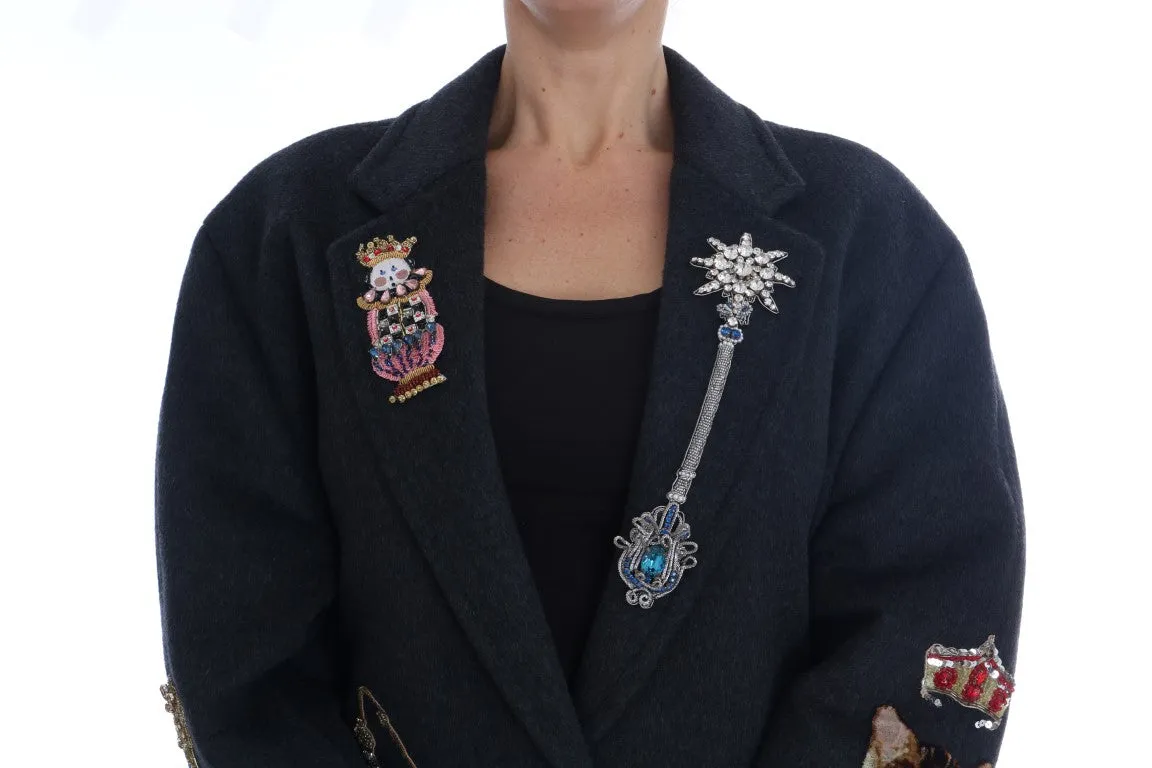 Gray Wool Cashmere Crystal Coat