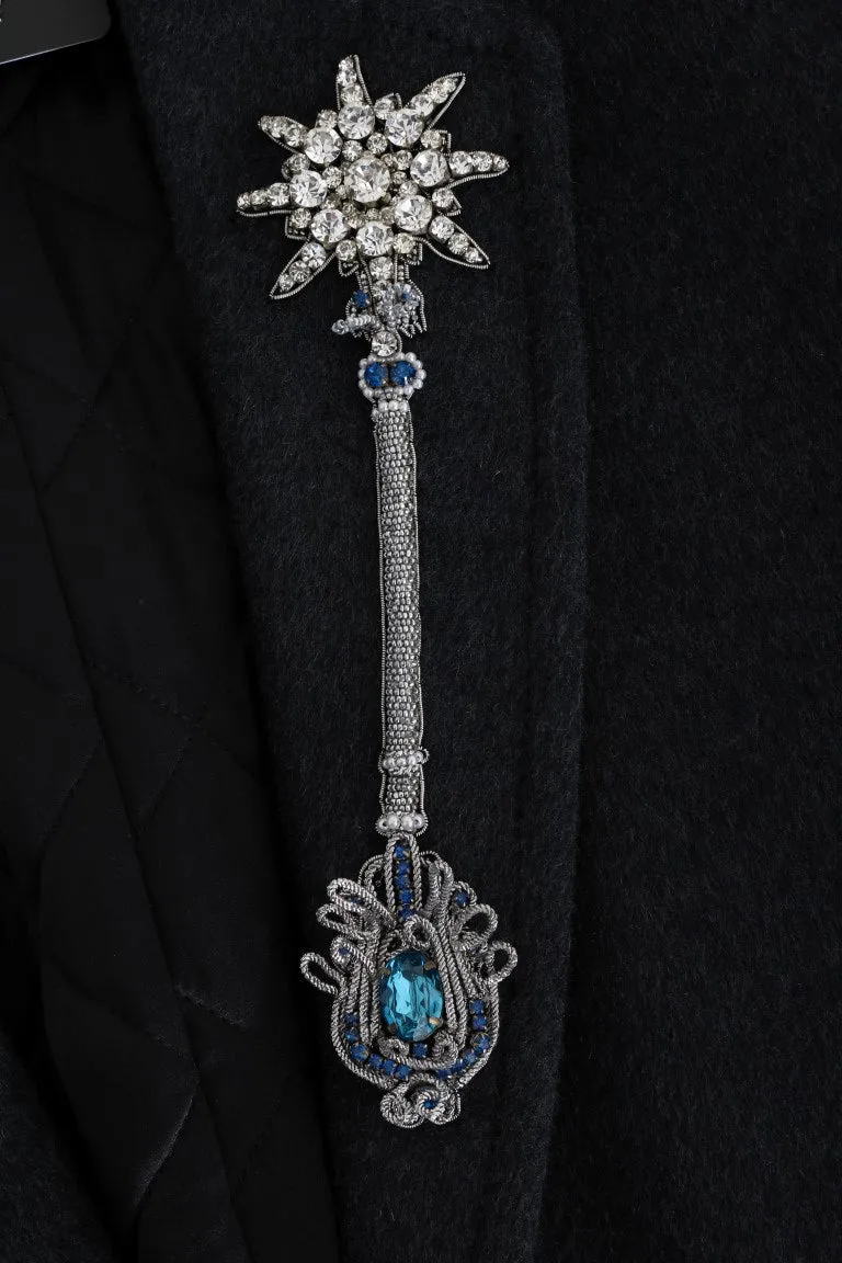 Gray Wool Cashmere Crystal Coat