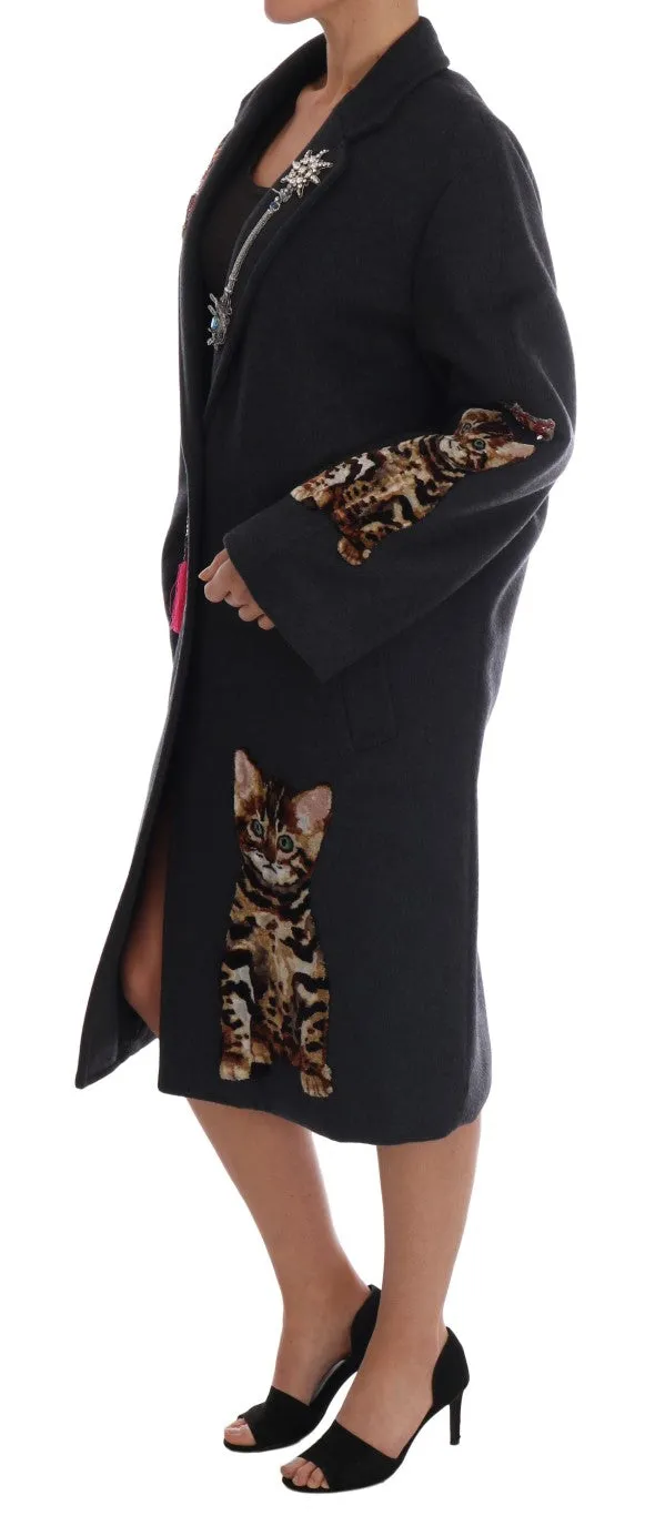 Gray Wool Cashmere Crystal Coat