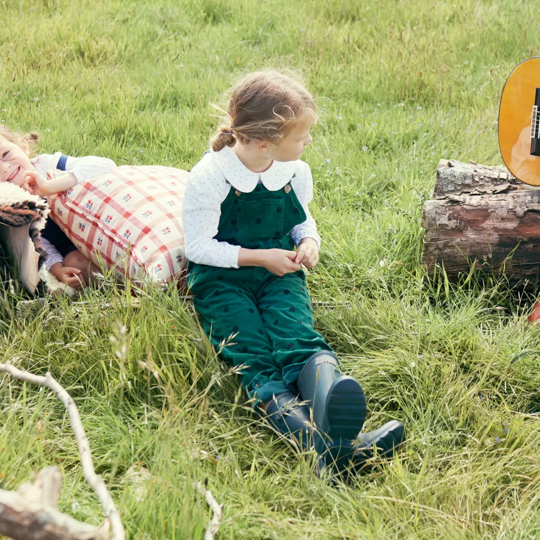 Green Corduroy Dungarees - Black Spot