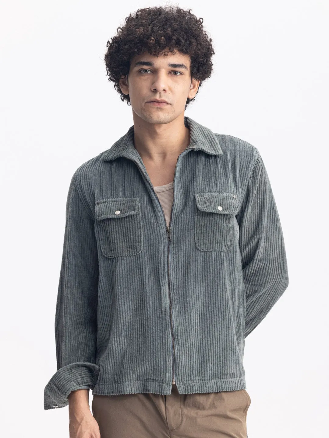 Green Corduroy Mens Overshirt