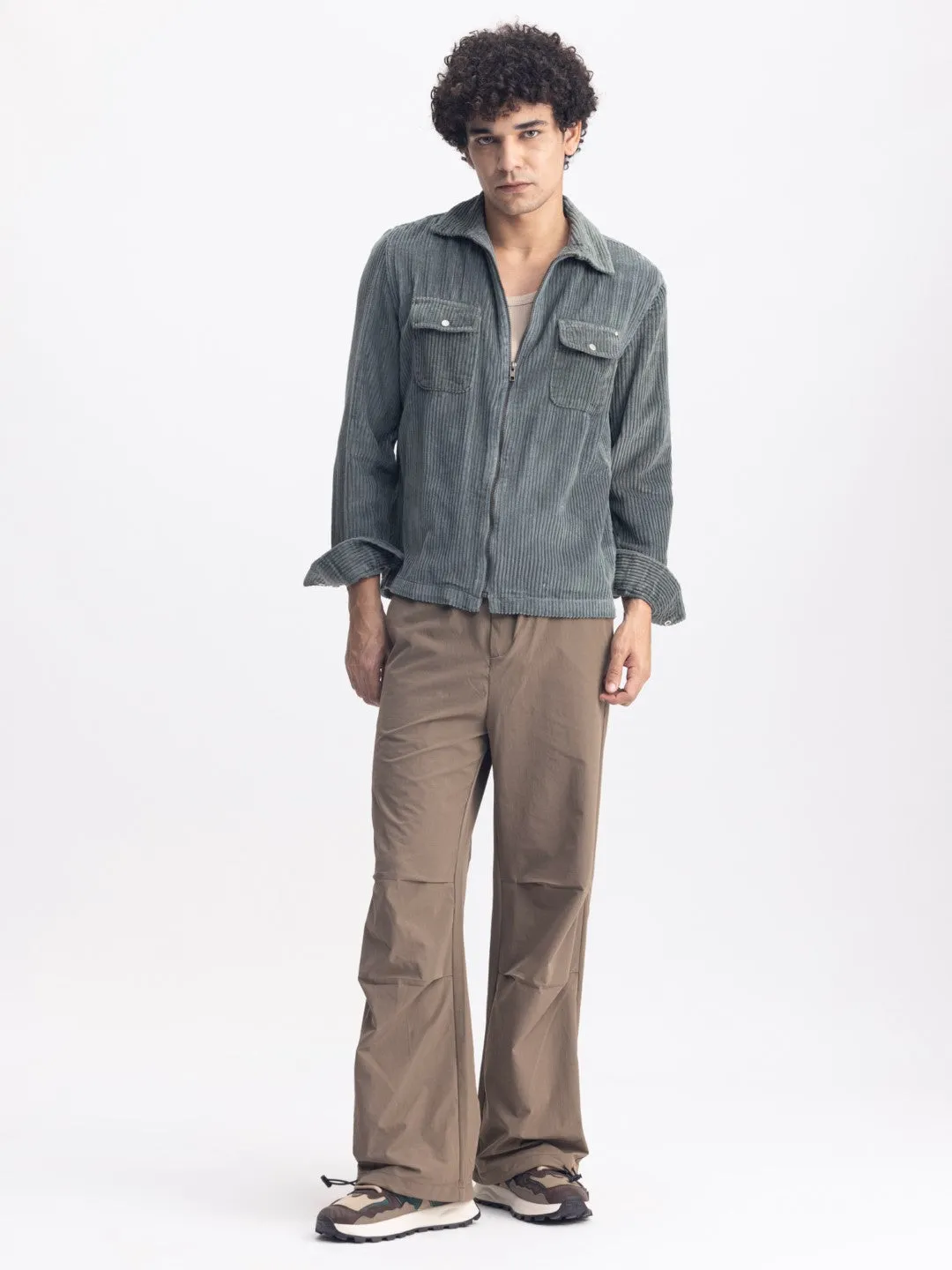 Green Corduroy Mens Overshirt
