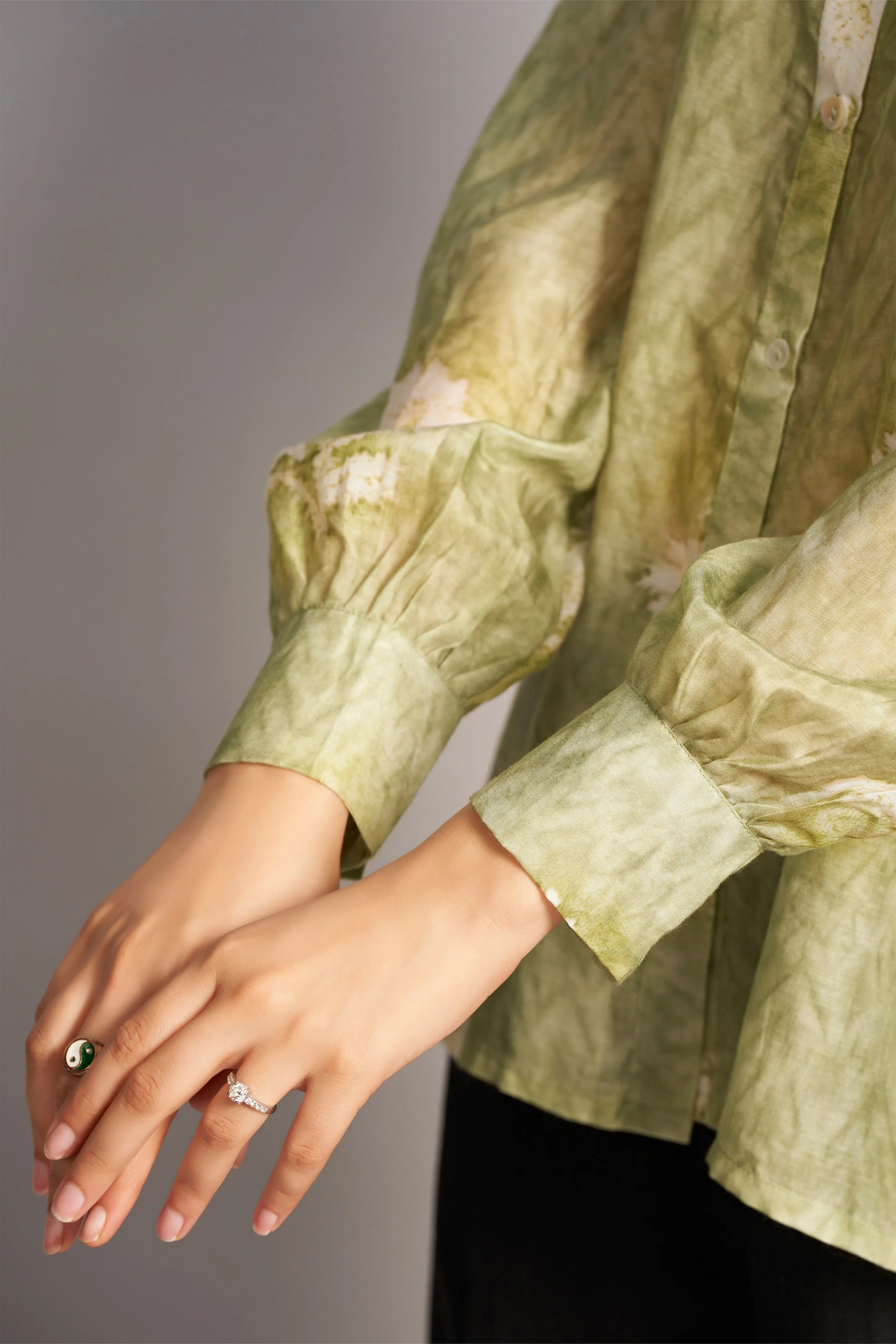Green Digital Printed Natura Viscose Top