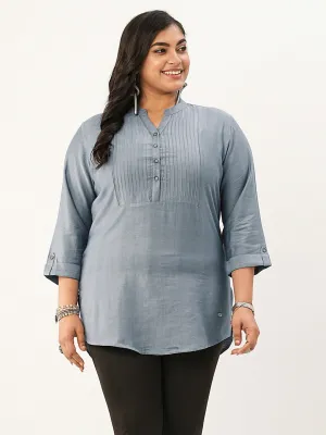 Grey Comfort Fit Rayon Tunics for Women Online India Hip Length Straight - Zola