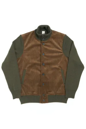 GRP Knitwear Button Jacket Corduroy/Merino Green Brown