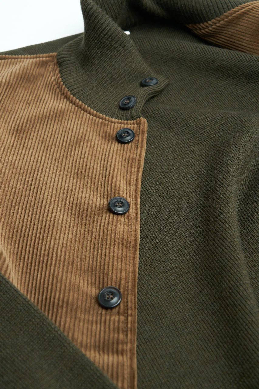 GRP Knitwear Button Jacket Corduroy/Merino Green Brown