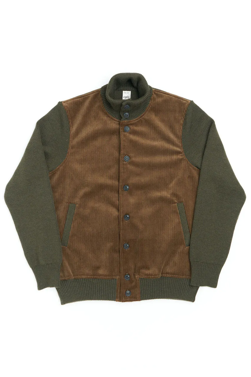 GRP Knitwear Button Jacket Corduroy/Merino Green Brown
