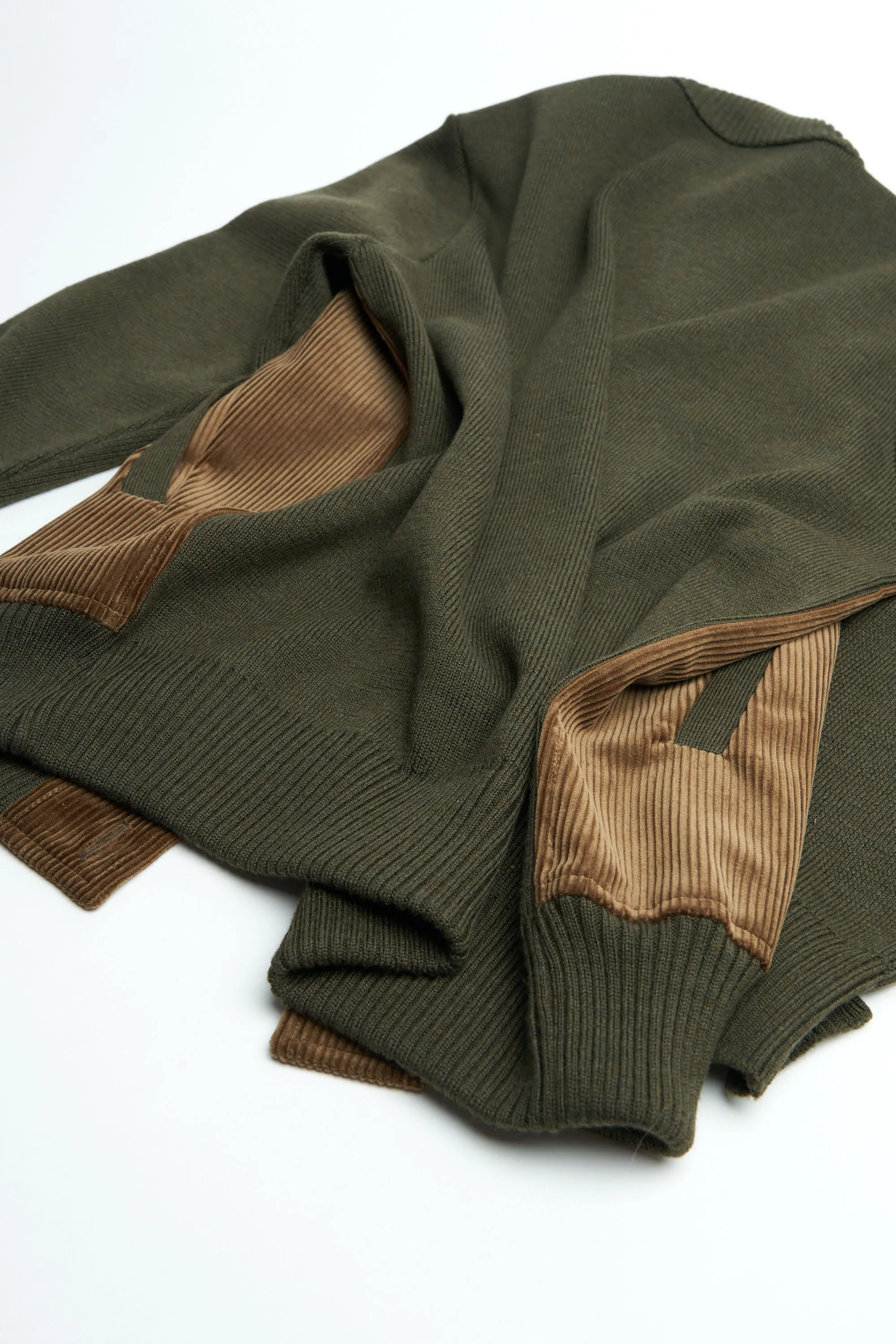 GRP Knitwear Button Jacket Corduroy/Merino Green Brown