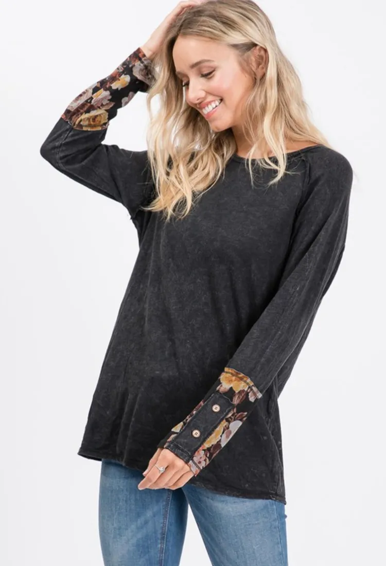 Hailey Floral Sleeve Top-Final Sale