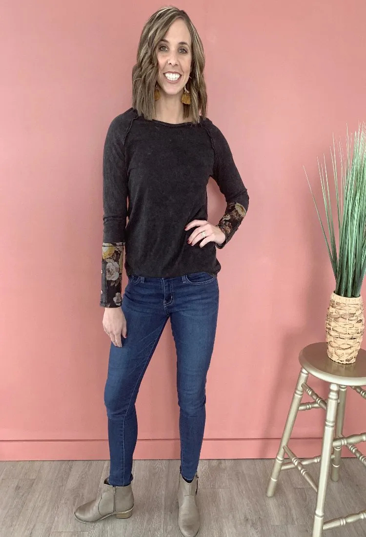 Hailey Floral Sleeve Top-Final Sale