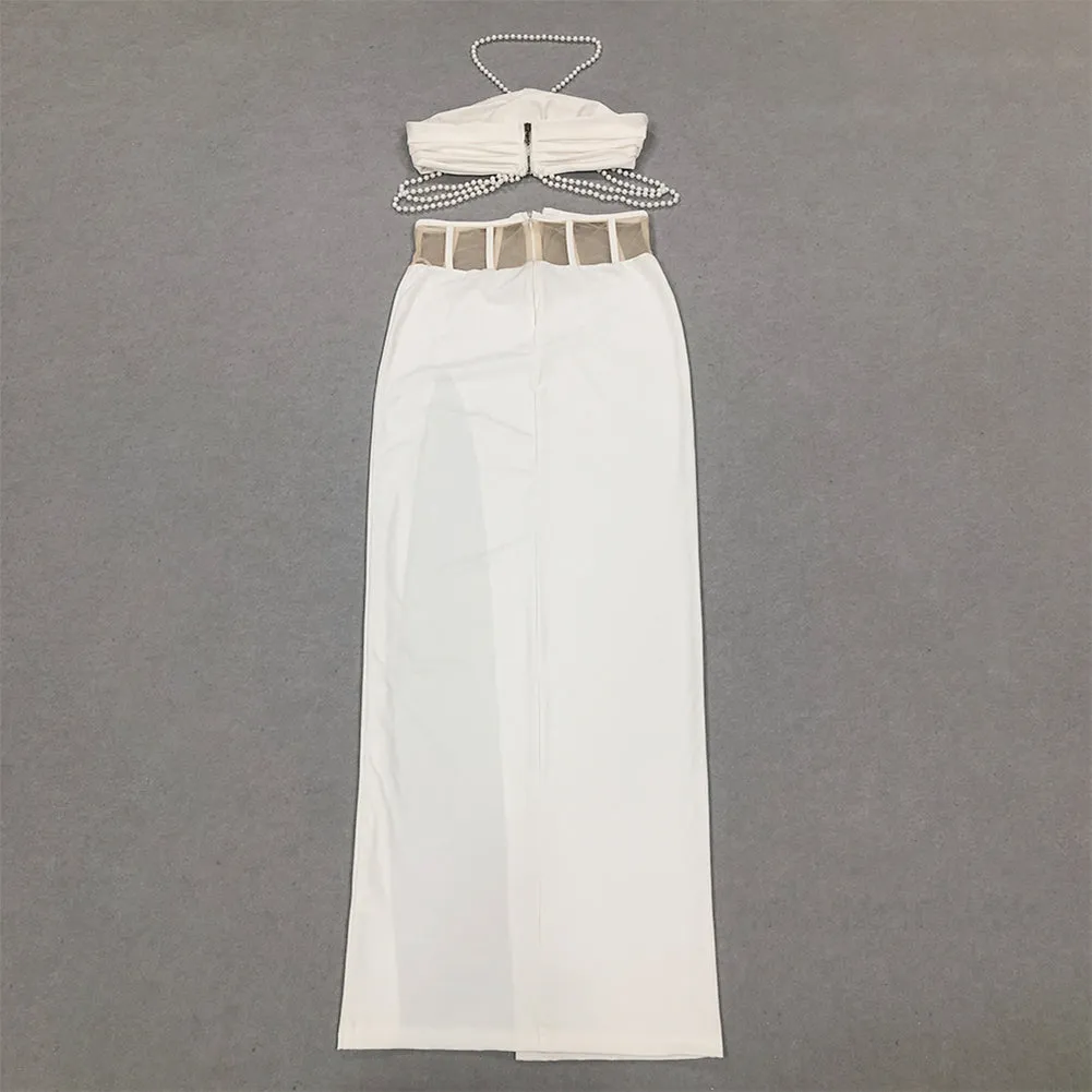 Halter Sleeveless Flower Maxi Bodycon Set HL9833