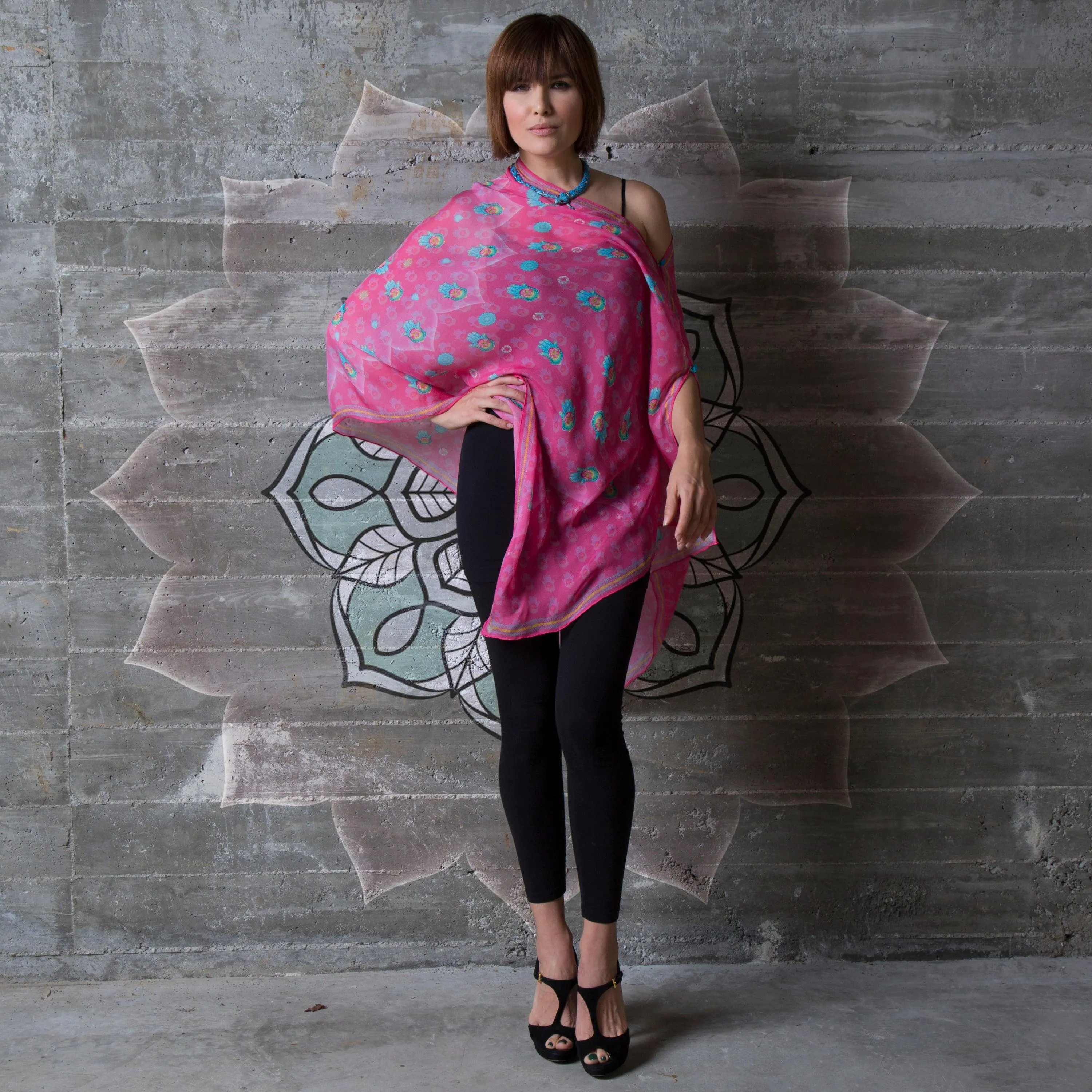 Hamsa Silk Chiffon Scarf Wrap
