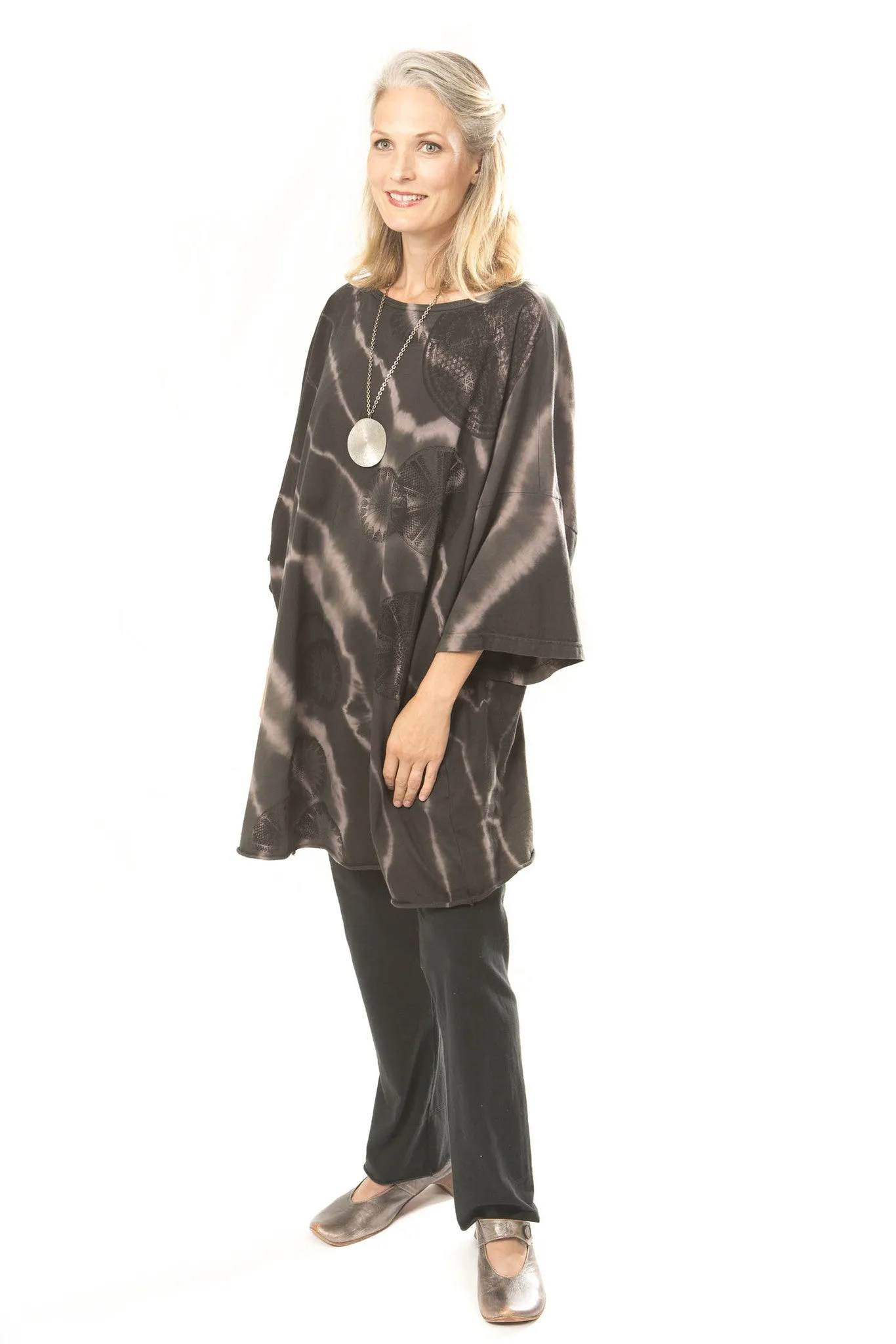 Hand Dyed Line Tunic Printed- Blue Fish Clothing
