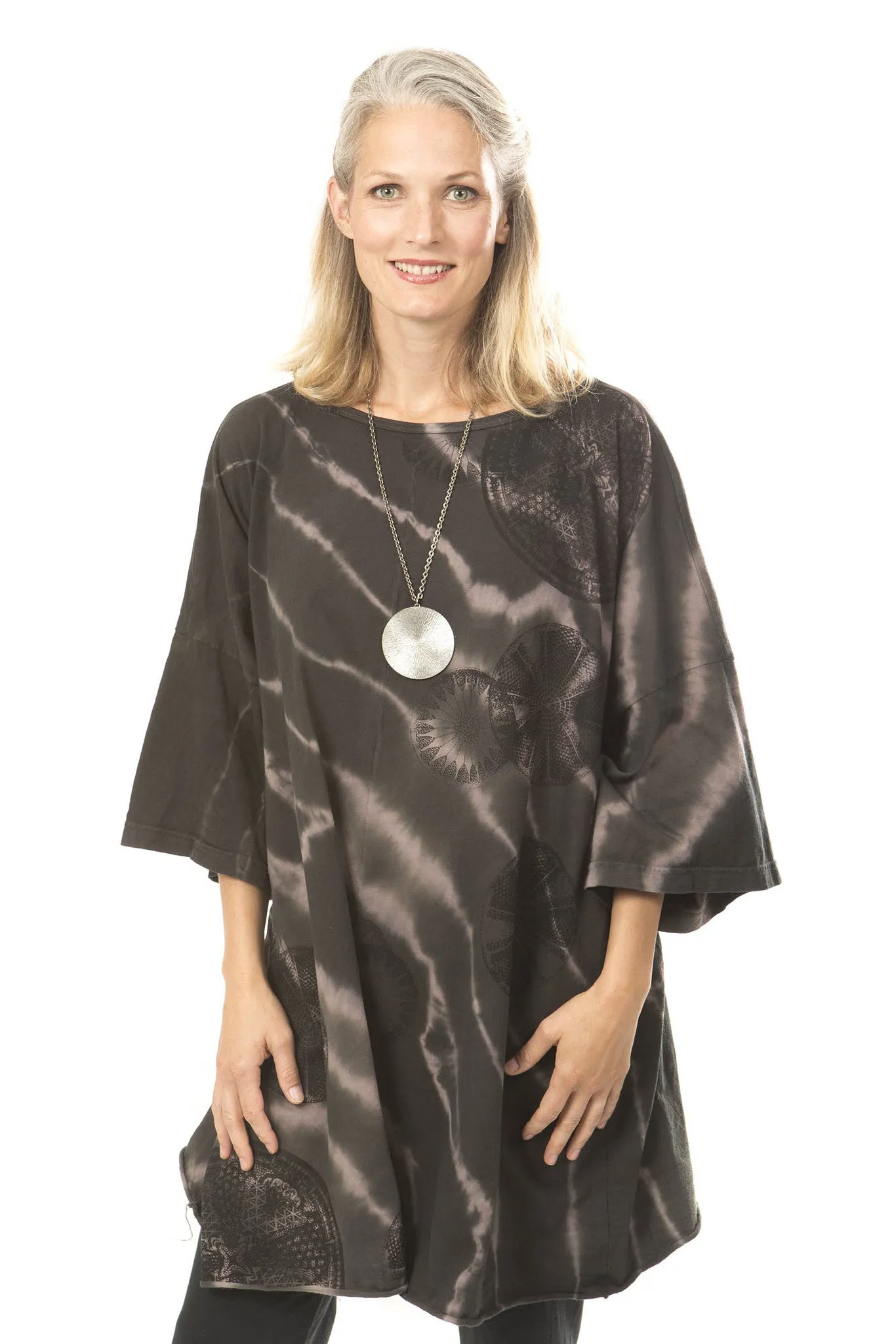 Hand Dyed Line Tunic Printed- Blue Fish Clothing