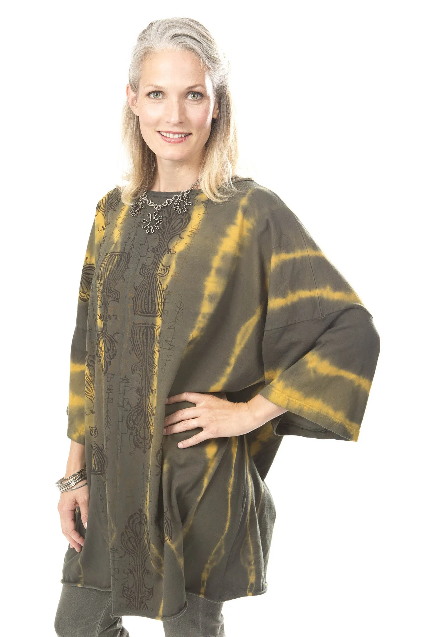 Hand Dyed Line Tunic Printed- Blue Fish Clothing