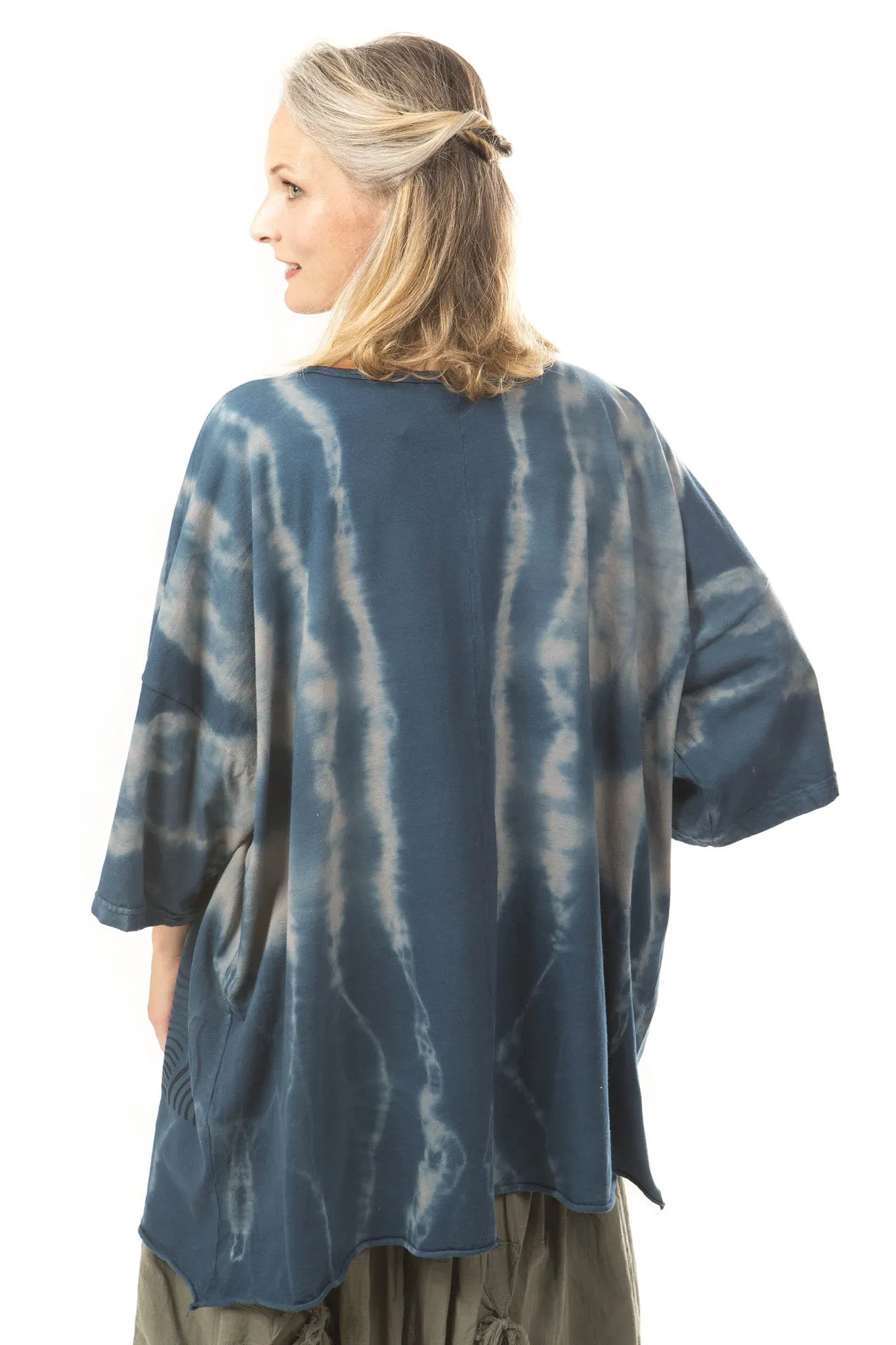 Hand Dyed Line Tunic Printed- Blue Fish Clothing
