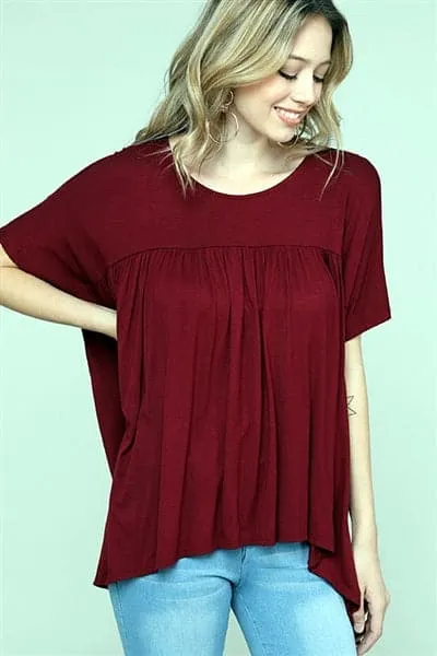 Handkerchief Hem Rayon Baby-Doll Burgundy - Pack of 6