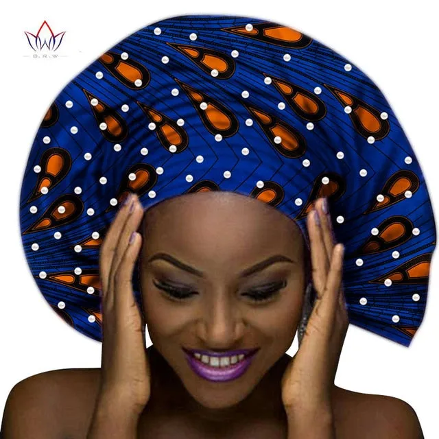 Handmade Multi-color Headtie Ankara Head Decorations Wrap Scarf with Perals African Ankara Printed Head Wrap