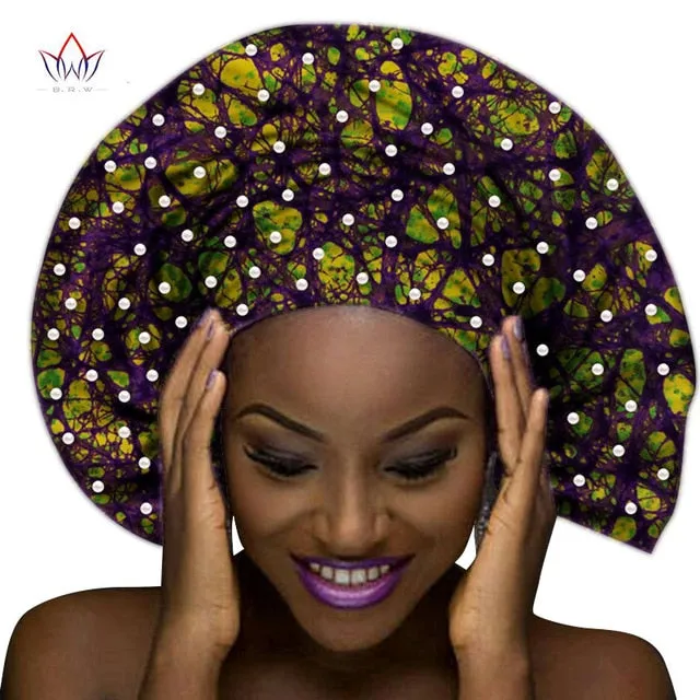 Handmade Multi-color Headtie Ankara Head Decorations Wrap Scarf with Perals African Ankara Printed Head Wrap
