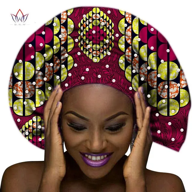 Handmade Multi-color Headtie Ankara Head Decorations Wrap Scarf with Perals African Ankara Printed Head Wrap