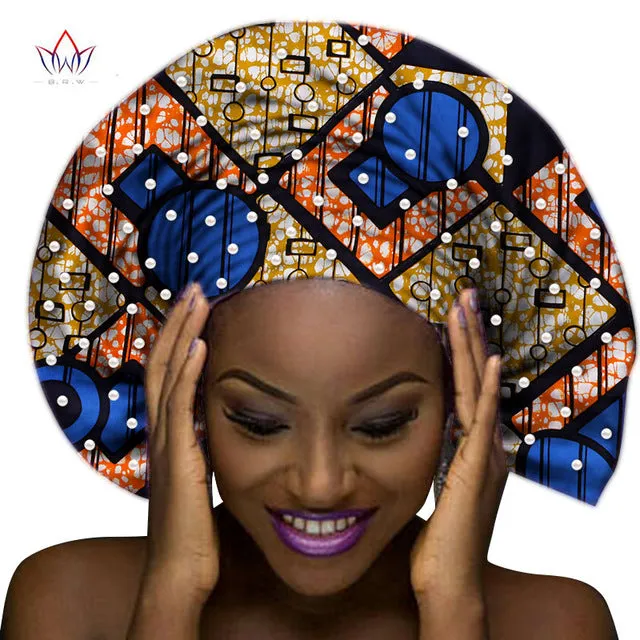 Handmade Multi-color Headtie Ankara Head Decorations Wrap Scarf with Perals African Ankara Printed Head Wrap
