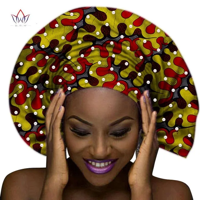 Handmade Multi-color Headtie Ankara Head Decorations Wrap Scarf with Perals African Ankara Printed Head Wrap