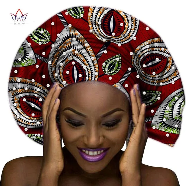 Handmade Multi-color Headtie Ankara Head Decorations Wrap Scarf with Perals African Ankara Printed Head Wrap