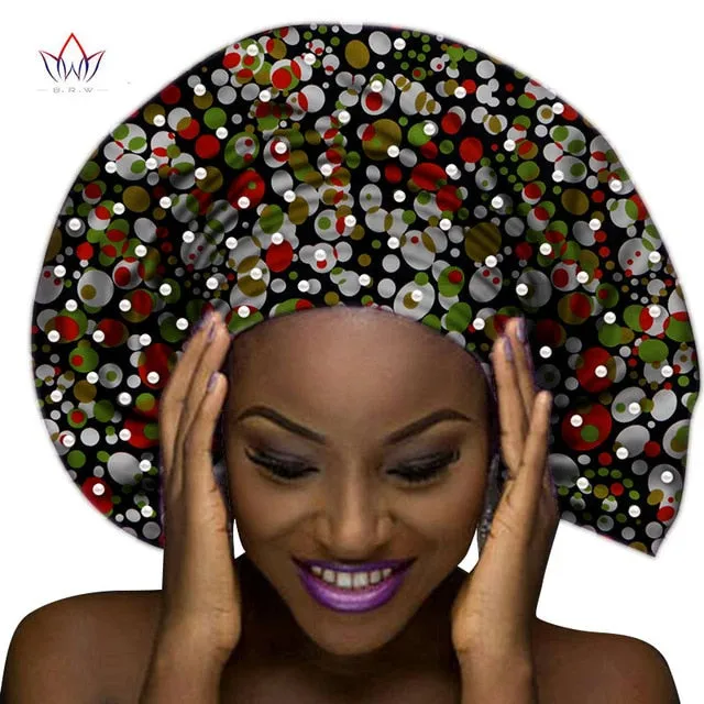Handmade Multi-color Headtie Ankara Head Decorations Wrap Scarf with Perals African Ankara Printed Head Wrap