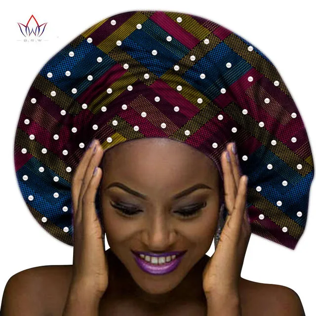 Handmade Multi-color Headtie Ankara Head Decorations Wrap Scarf with Perals African Ankara Printed Head Wrap