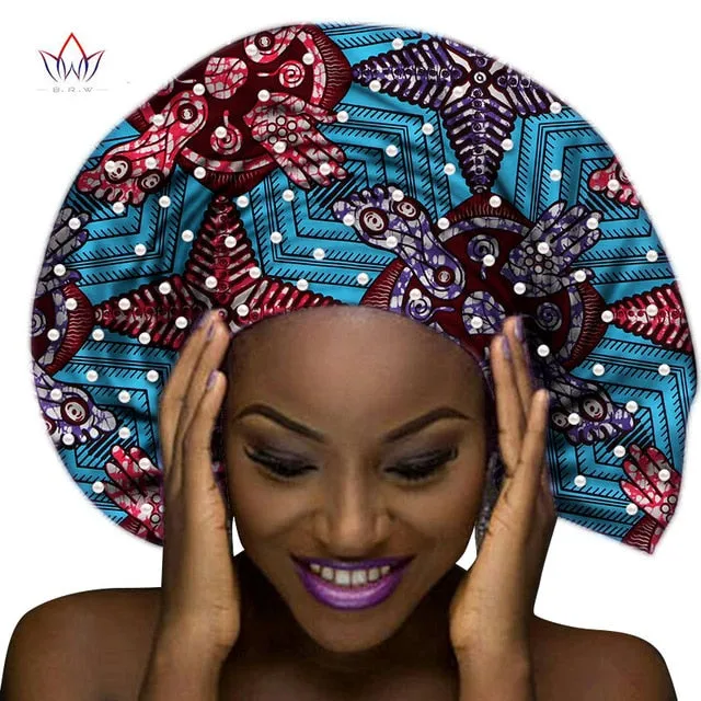 Handmade Multi-color Headtie Ankara Head Decorations Wrap Scarf with Perals African Ankara Printed Head Wrap