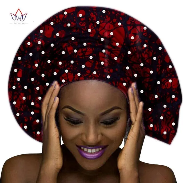 Handmade Multi-color Headtie Ankara Head Decorations Wrap Scarf with Perals African Ankara Printed Head Wrap