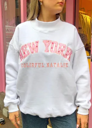 Happy Florals Embroidered New York Mockneck