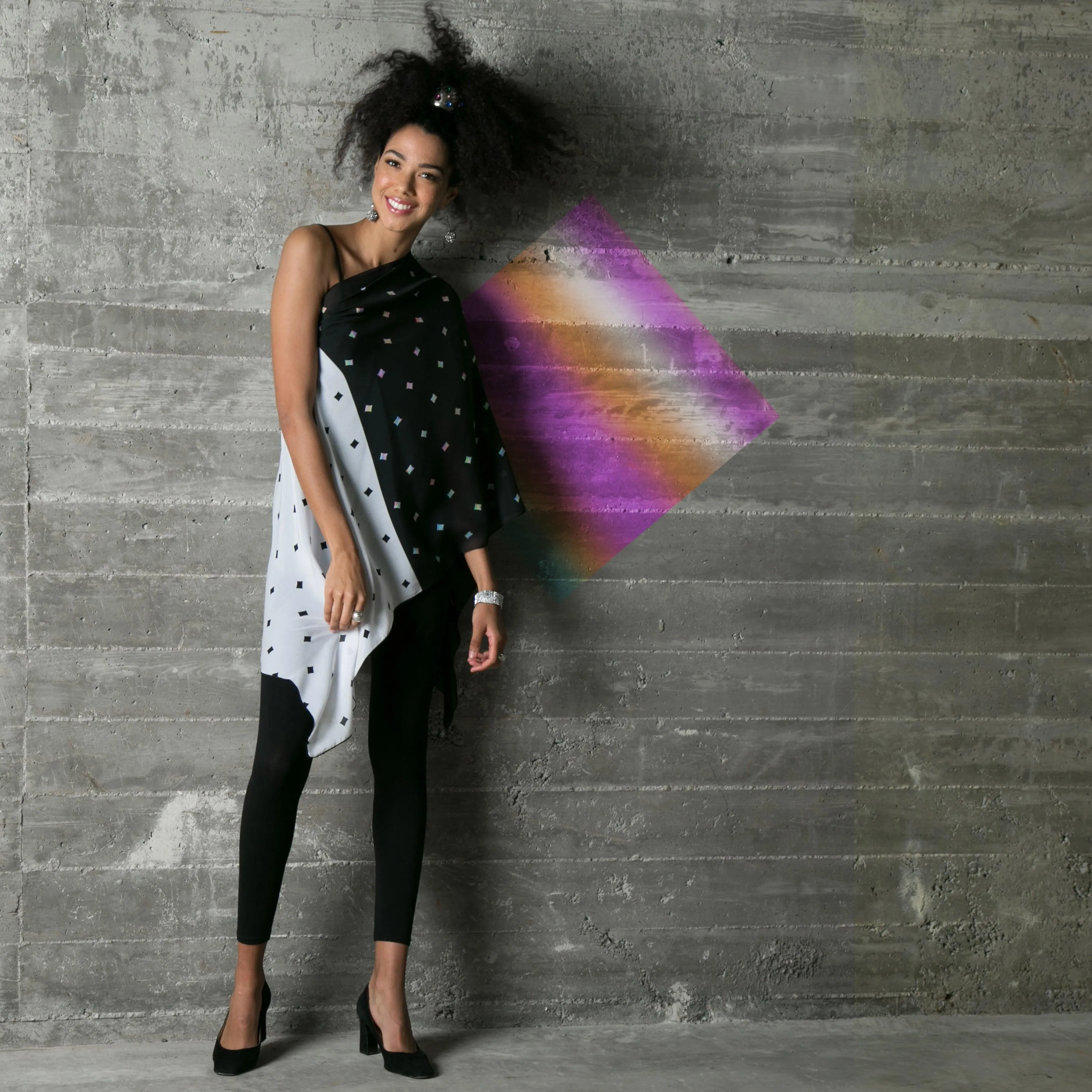 Harlequin Silk Chiffon Scarf Wrap
