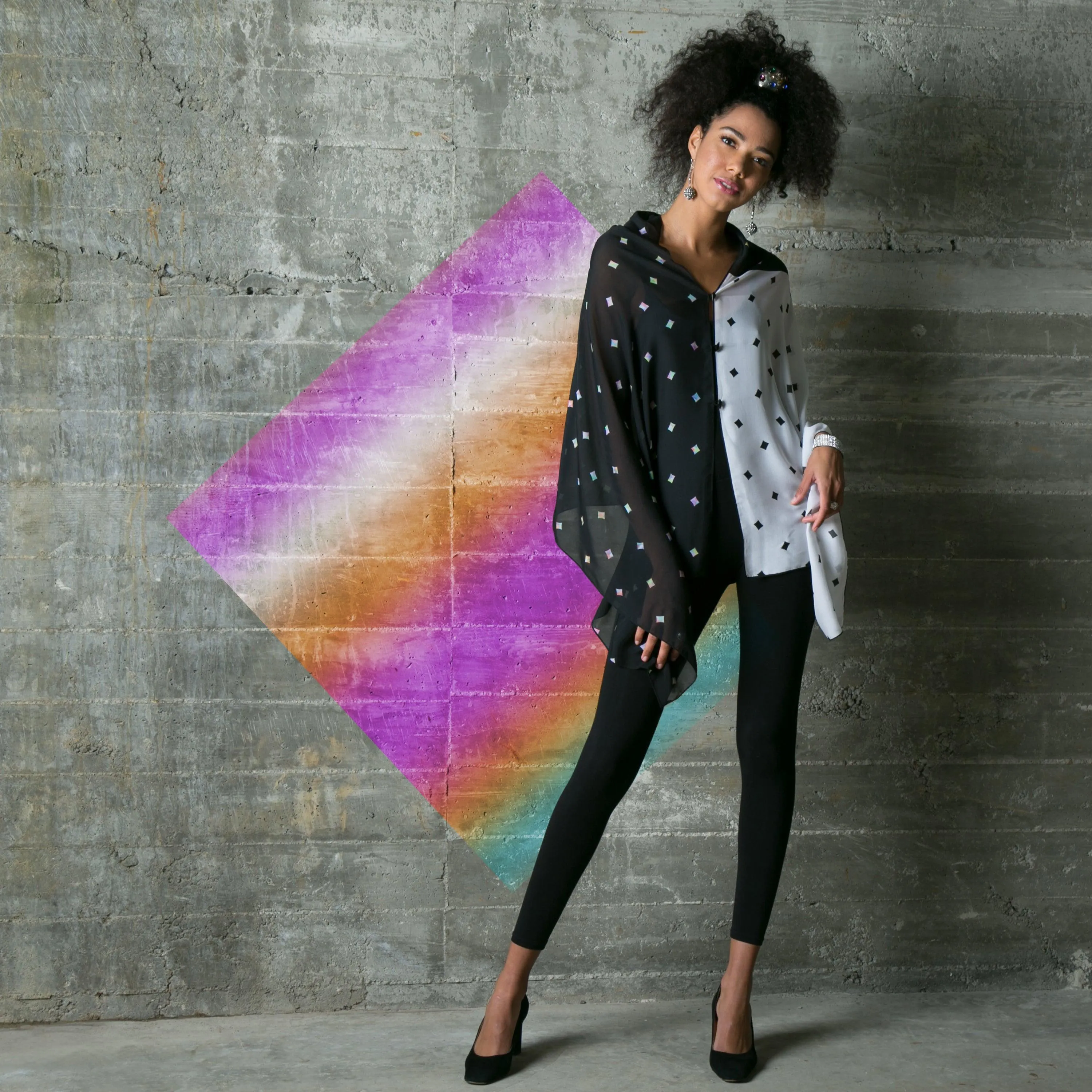 Harlequin Silk Chiffon Scarf Wrap