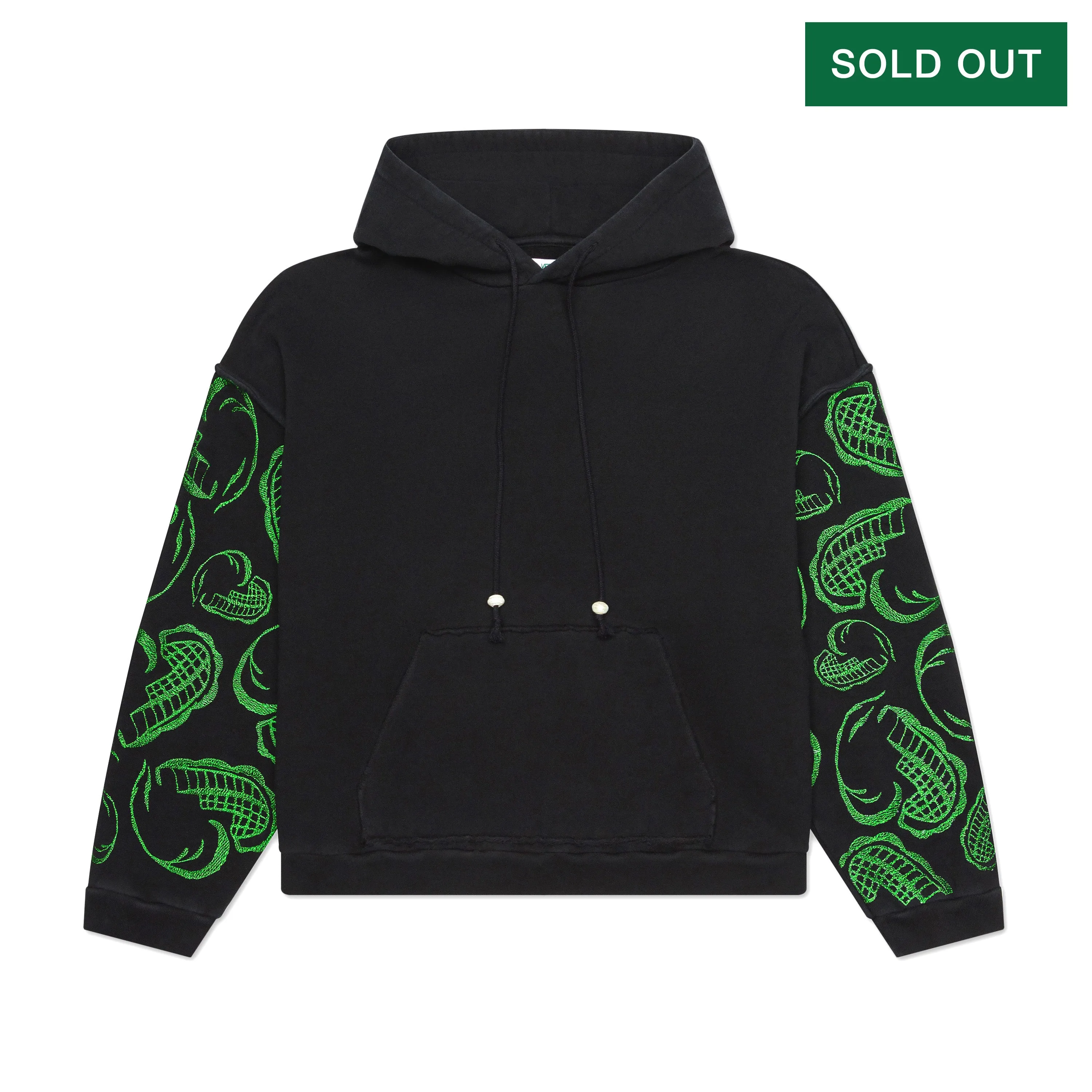 HEART EMBROIDERED HOODIE WITH FRESHWATER PEARLS ON STRING