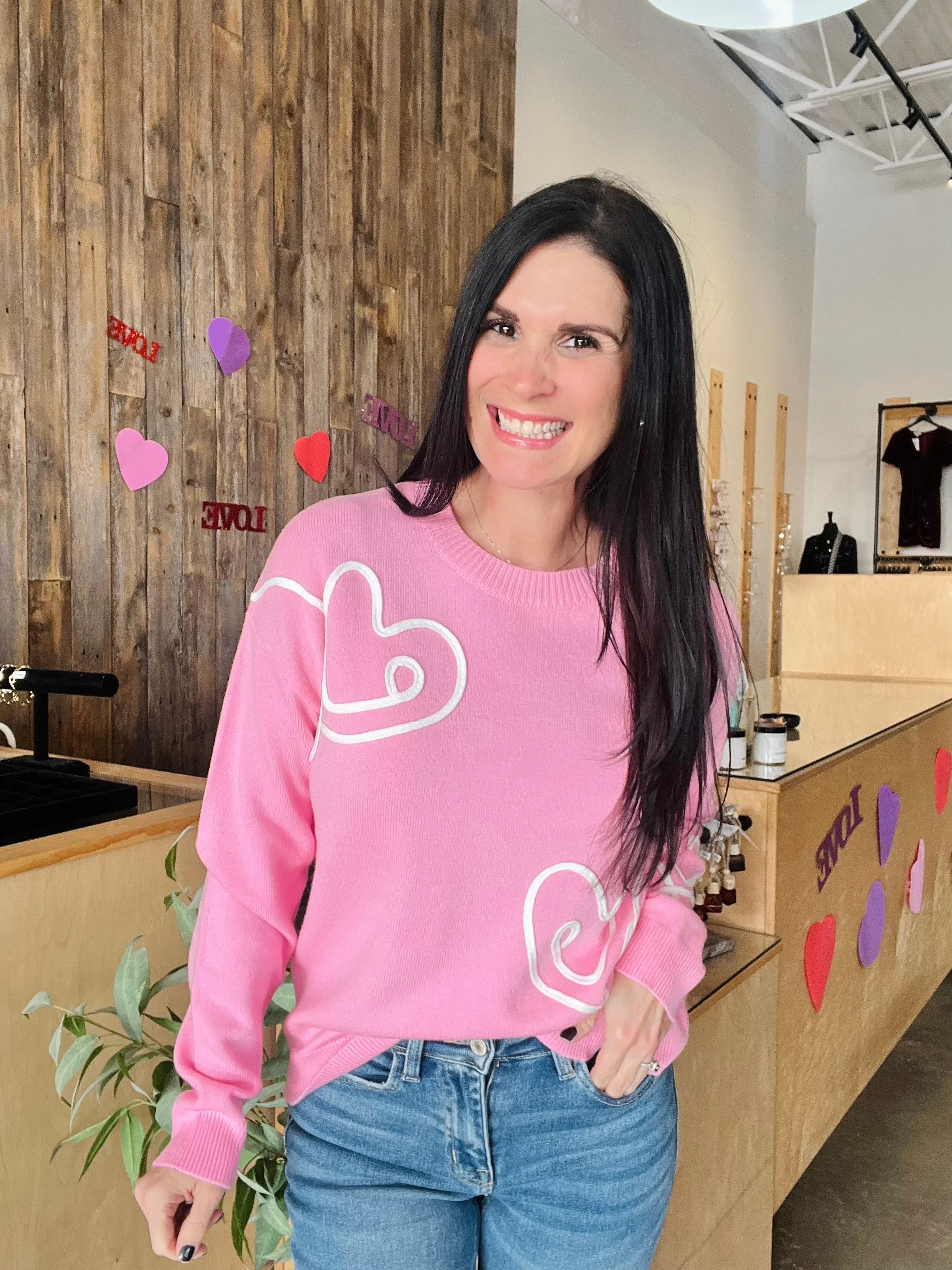 Heart Embroidered Sweater