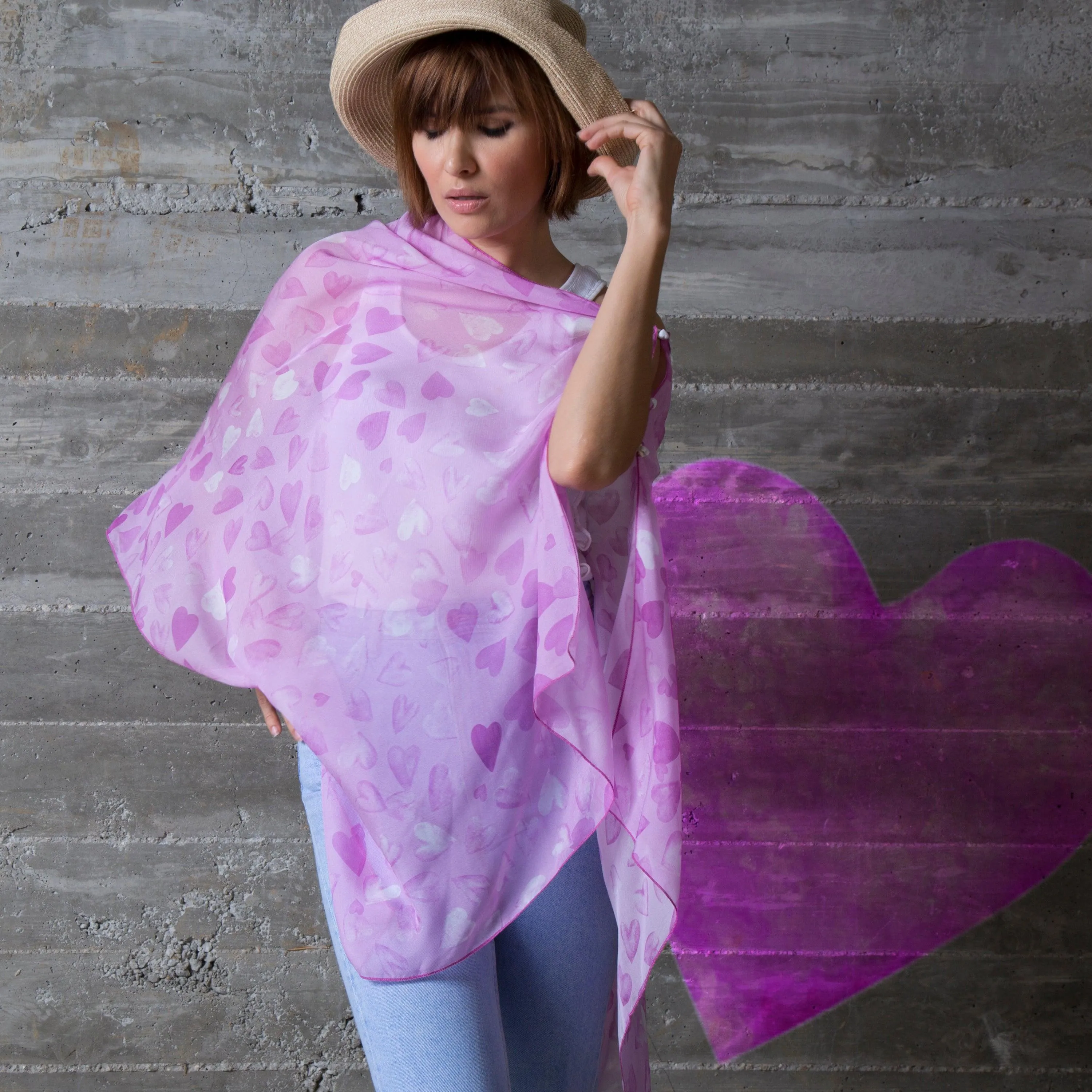 Heartfelt Silk Chiffon Scarf Wrap