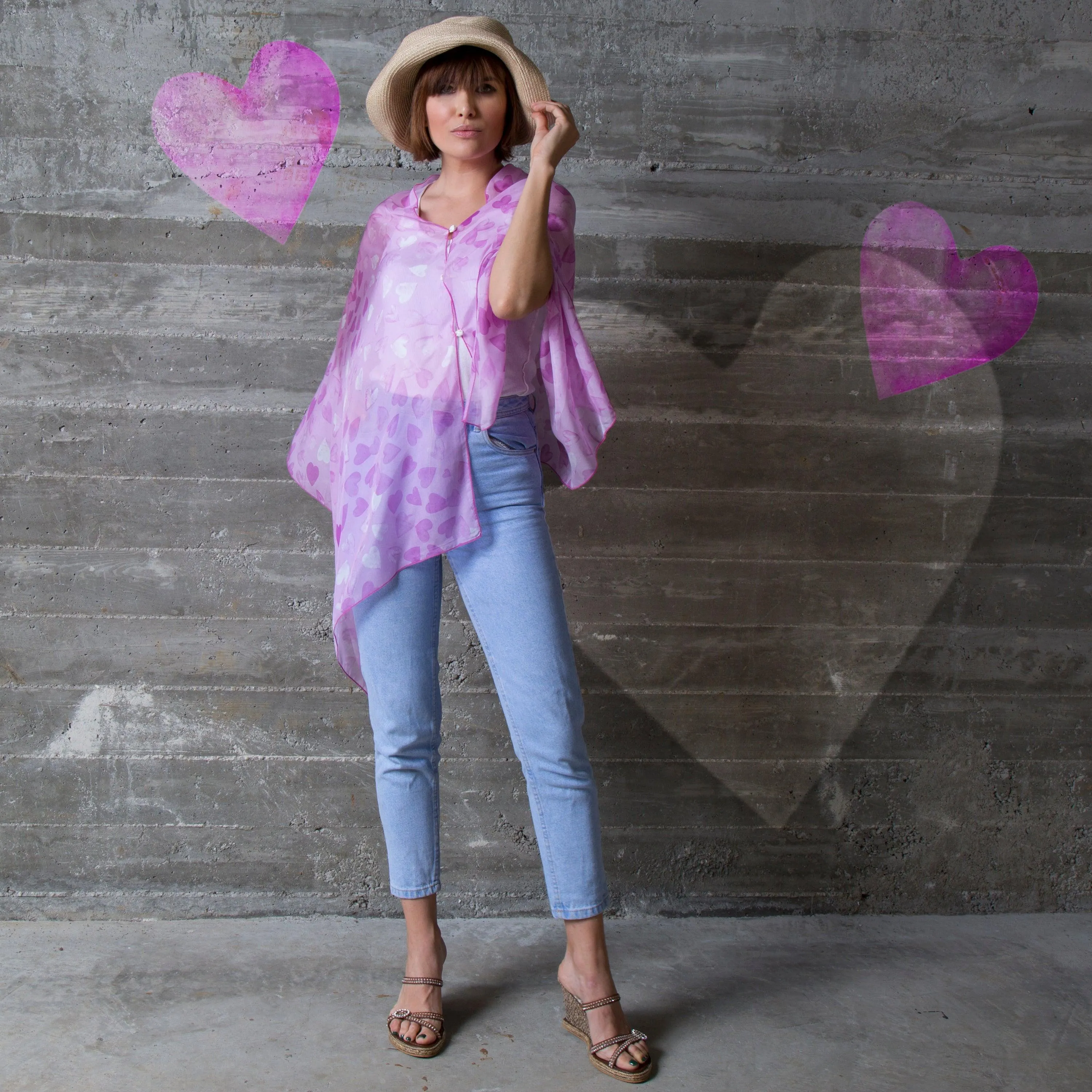 Heartfelt Silk Chiffon Scarf Wrap