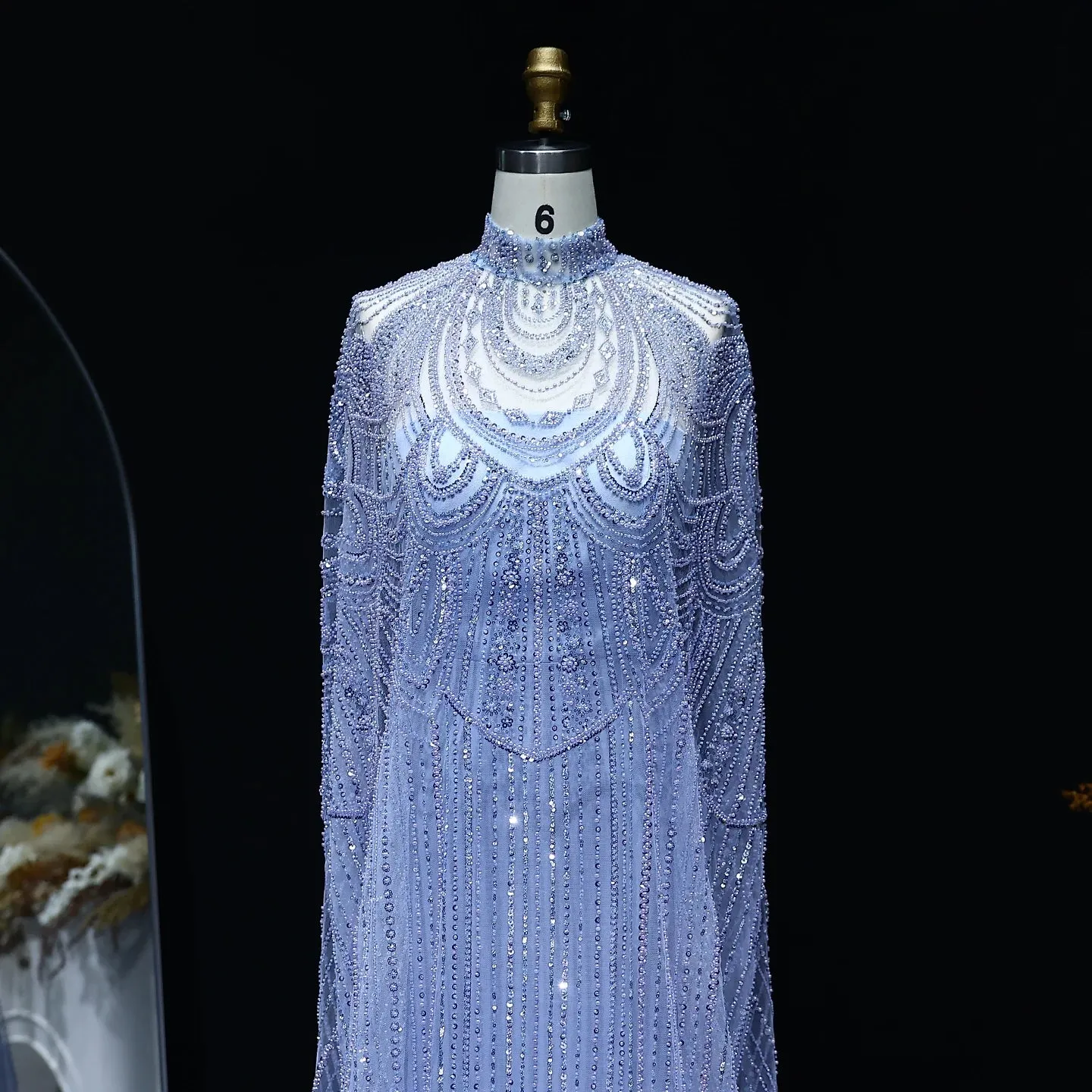 HELEN Luxury Caftan Nude High Neck Evening Dress