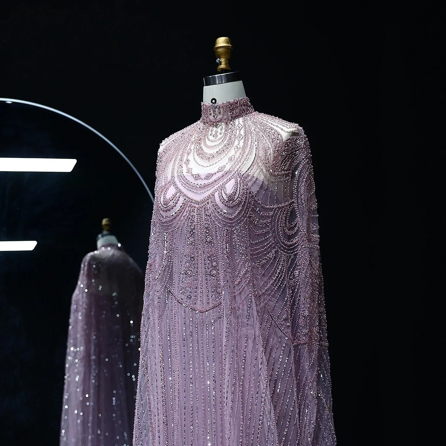 HELEN Luxury Caftan Nude High Neck Evening Dress