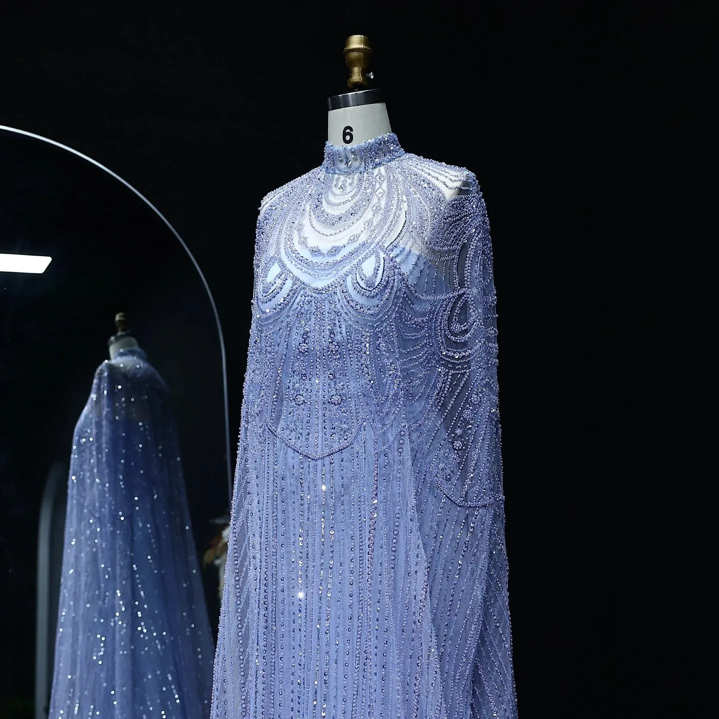 HELEN Luxury Caftan Nude High Neck Evening Dress