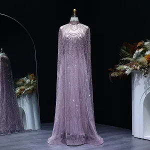 HELEN Luxury Caftan Nude High Neck Evening Dress